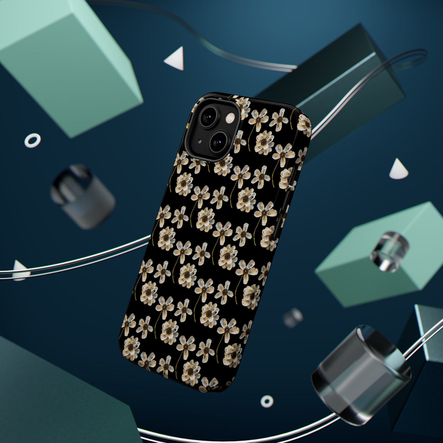 Custom iPhone MagSafe Tough Cases - Whimsy Oyster Petals Black