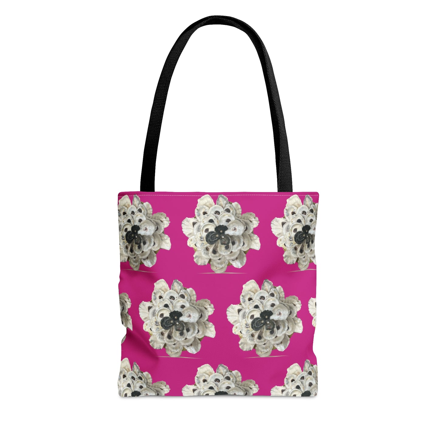 Tote Bag in 3 sizes! Girl groups, Wedding parties, Church groups, Club gifts, Shopping, Beach - black/white xl stacked oyster shell floral