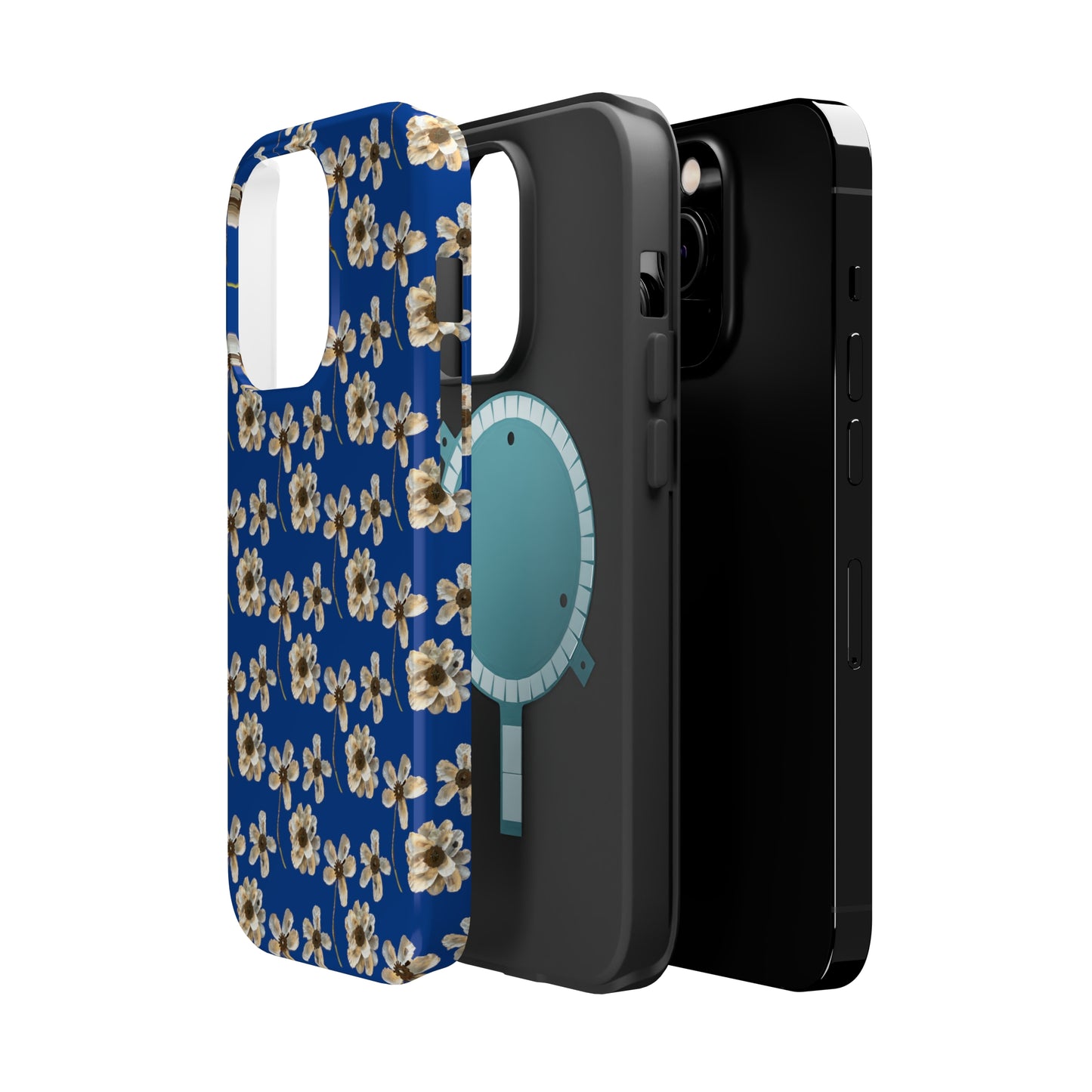 Custom iPhone MagSafe Tough Cases - Whimsy Oyster Petals Blue