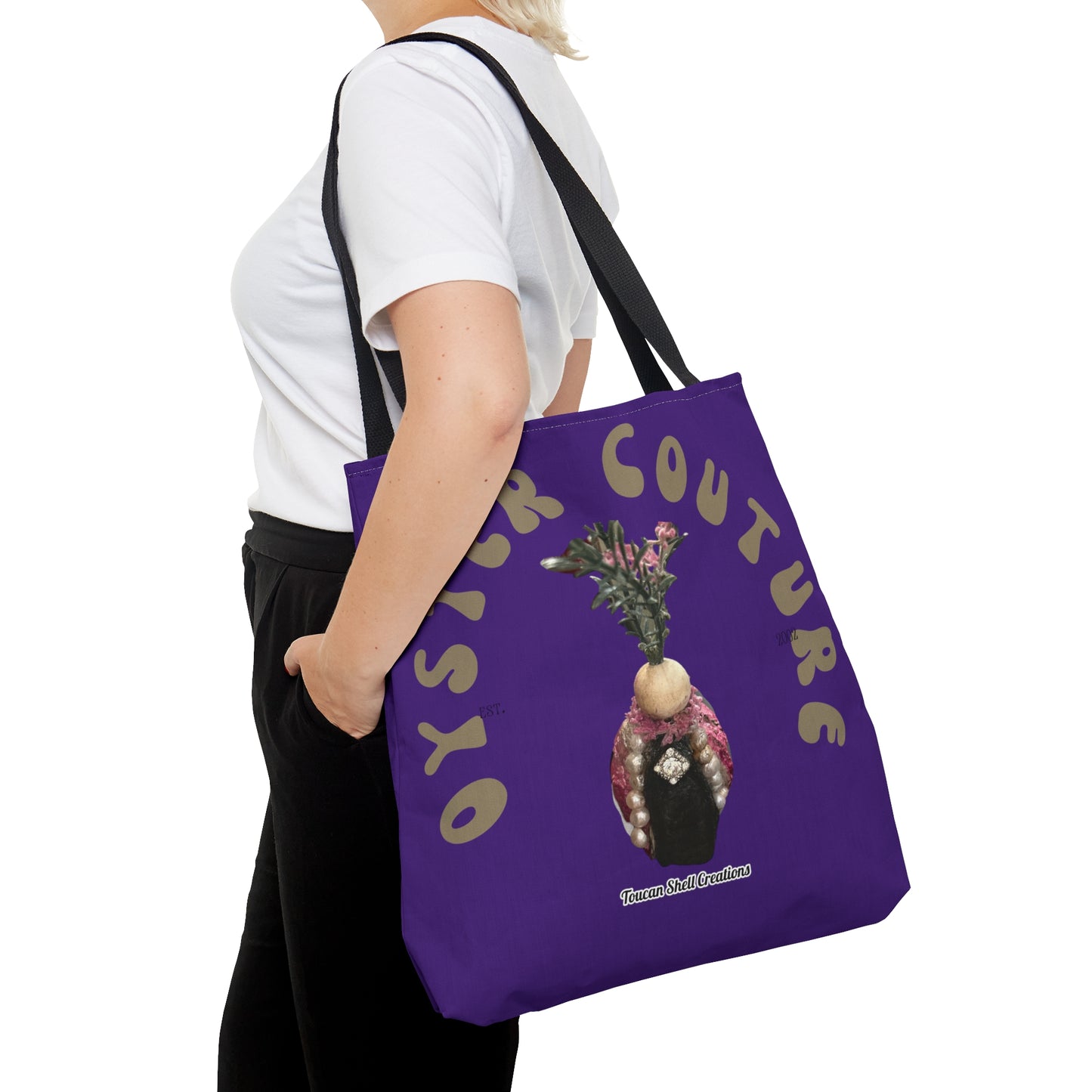 Royal Purple Island Queen Tote Bag For Fun Girl Groups, Fall Parties, Oyster Roasts, Re-usable gift bags, Carry all Tote, Isn't She Fun?